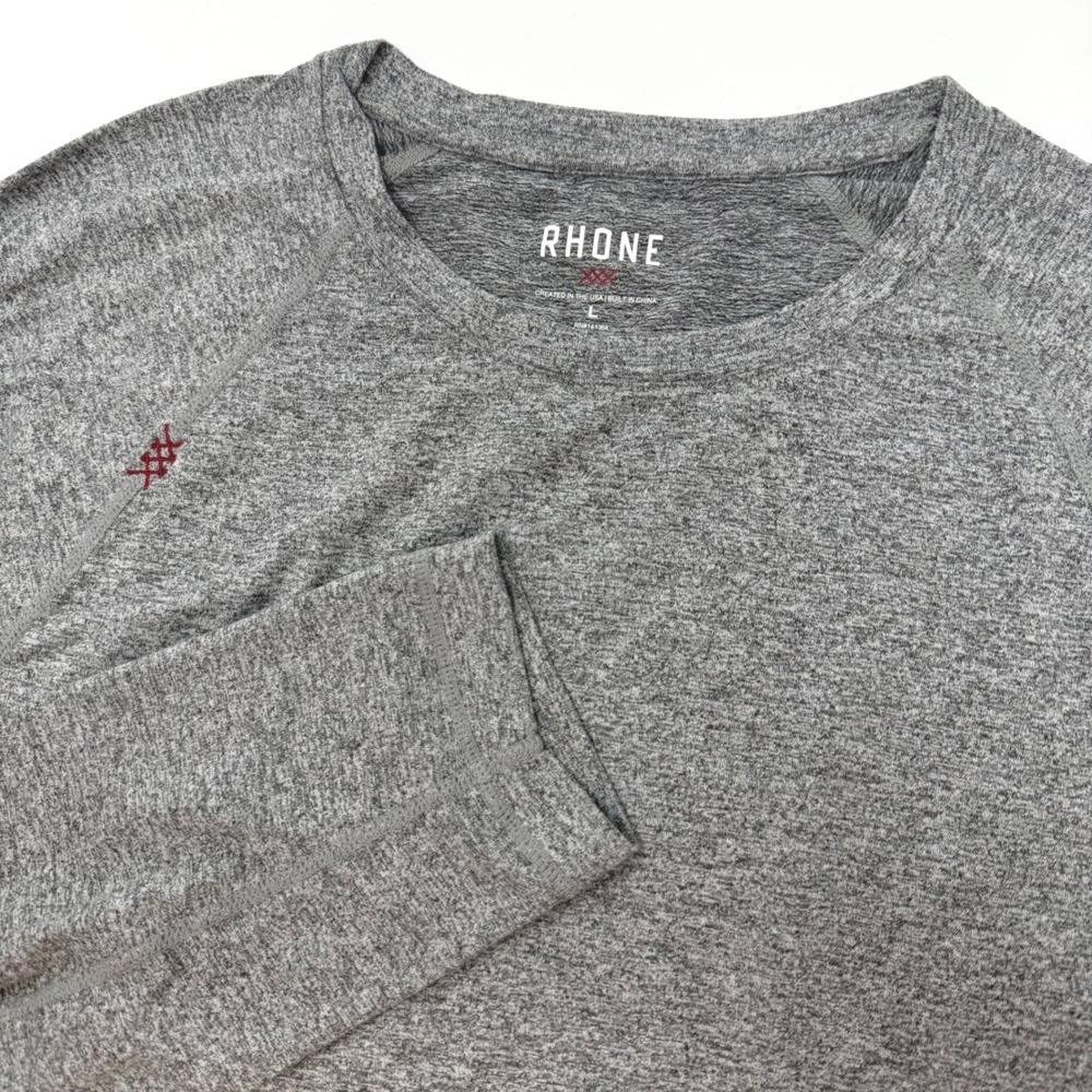 Rhone Reign Long Sleeve Shirt Mens Large Gray Heather Performance‎ RLS-181